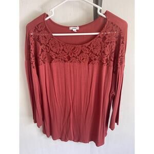 Womens Blouse Sheer Lace top Floral design preowned Large Ardene